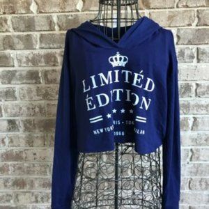 SuperNova Limited Edition Cropped Hoodie Small Navy New York Paris Tokyo…